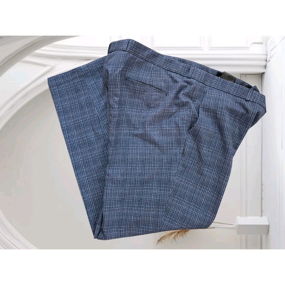 Maceoo Maczoo Men Golf 4-Way Stretch Pants PREPPY BLUE Plaid Sz 40X32 Dress
